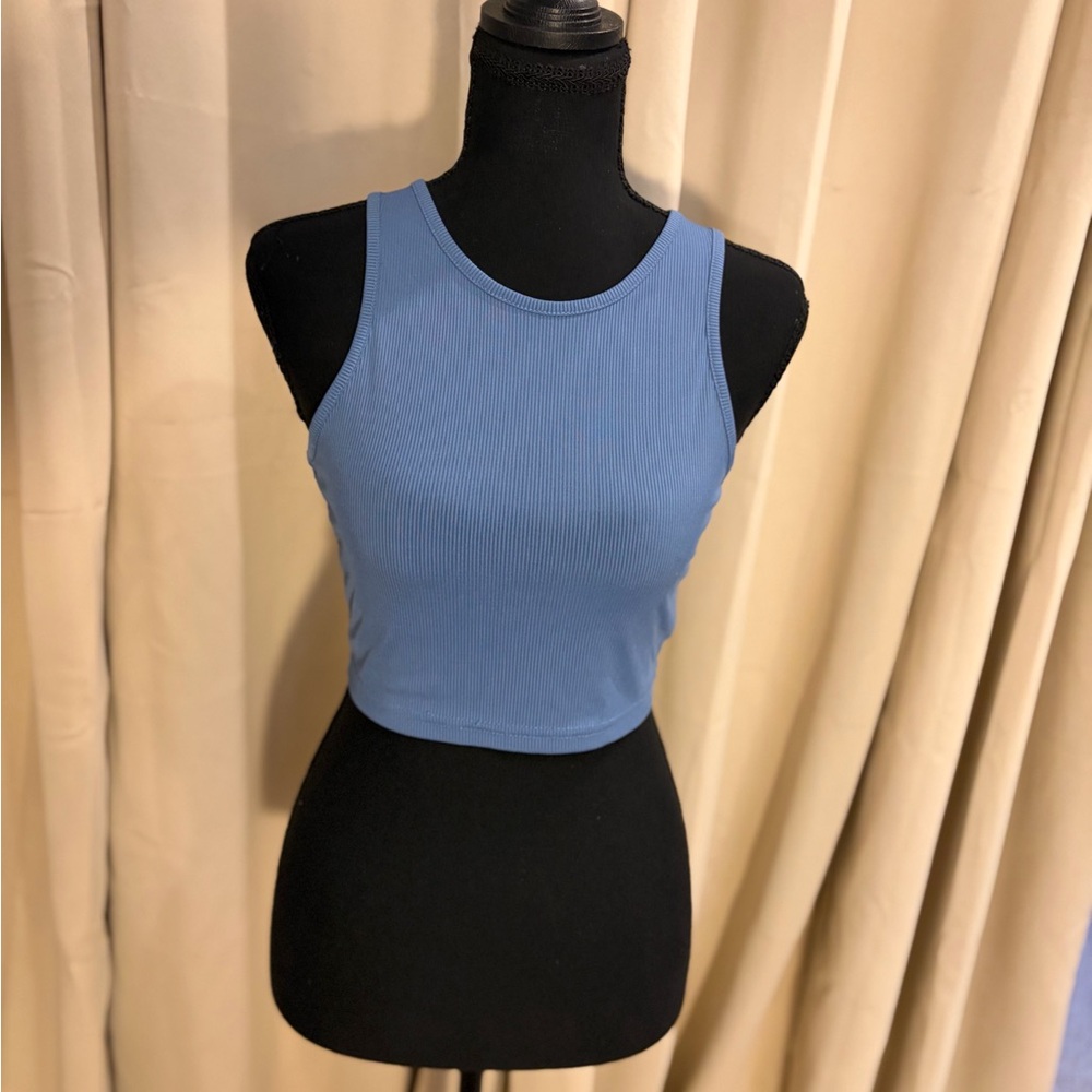 Blue Ribbed Tank Top
